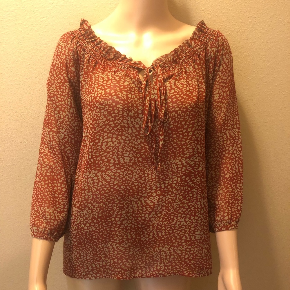 Red and Beige Blouse